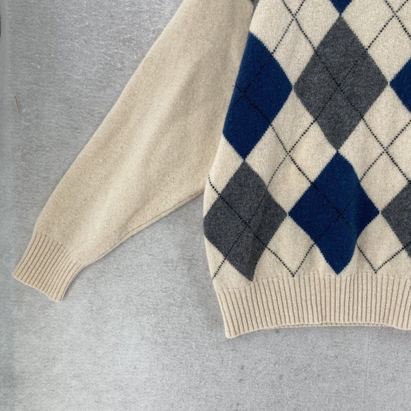 VTG RR Casuals Sweater Mens XL Brown Blue Green Argyle 100% Lambs Wool - Picture 5 of 12